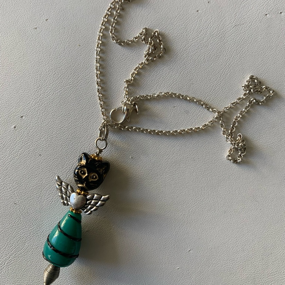 Necklace angel cat flying kitty